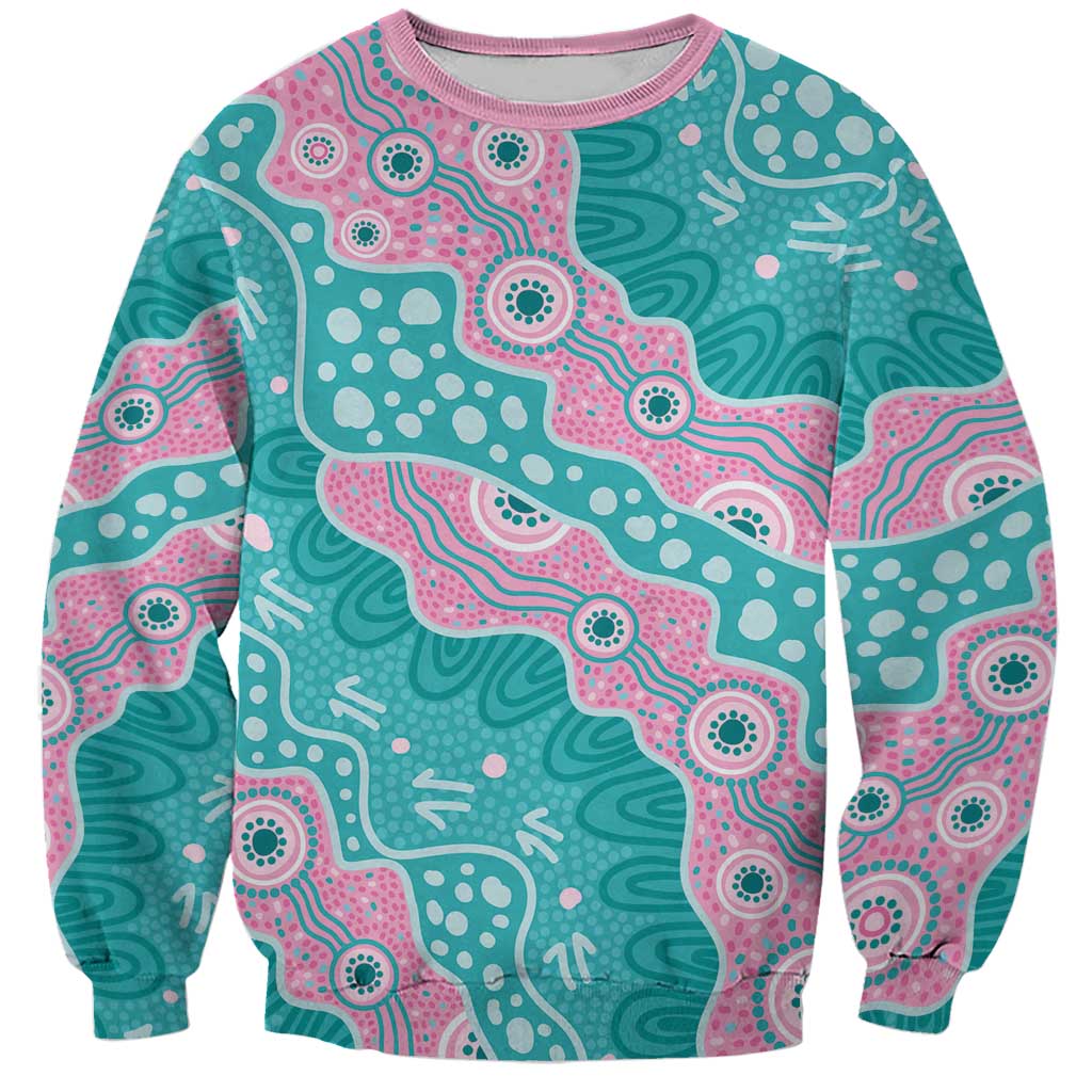 Hereditary Cancer Awareness Australia Indigenous Sweatshirt Pink and Teal - Aussie Hoodie