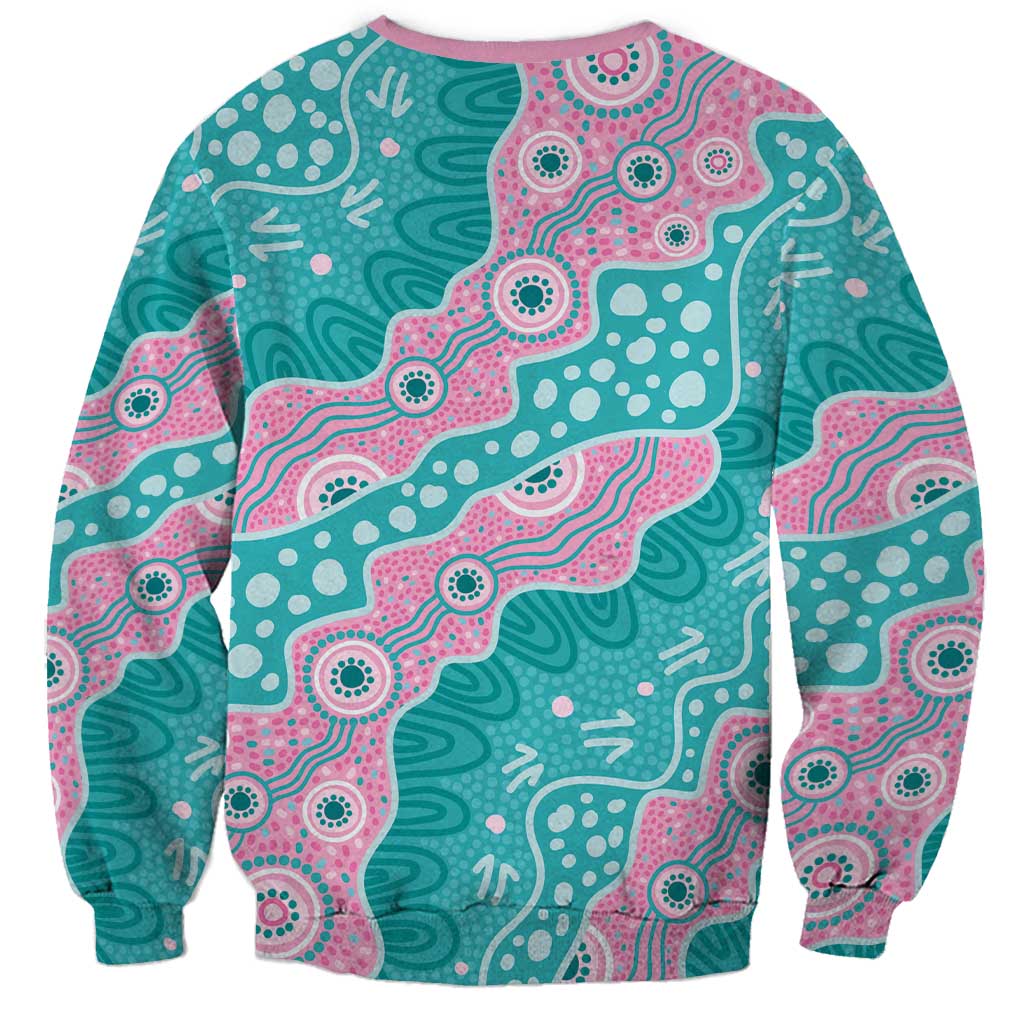 Hereditary Cancer Awareness Australia Indigenous Sweatshirt Pink and Teal - Aussie Hoodie