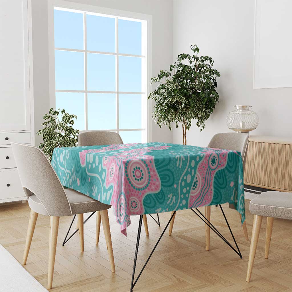 Hereditary Cancer Awareness Australia Indigenous Tablecloth Pink and Teal - Aussie Hoodie