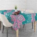 Hereditary Cancer Awareness Australia Indigenous Tablecloth Pink and Teal - Aussie Hoodie