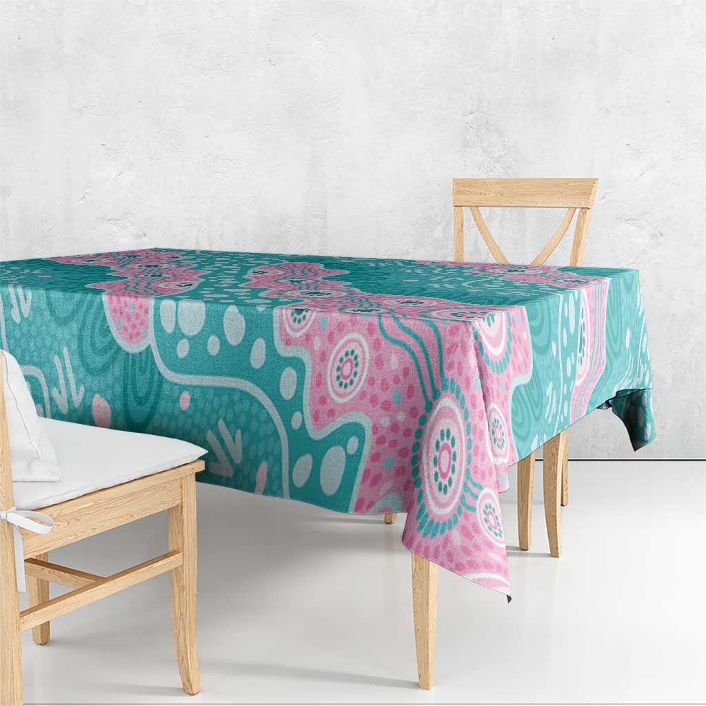 Hereditary Cancer Awareness Australia Indigenous Tablecloth Pink and Teal - Aussie Hoodie