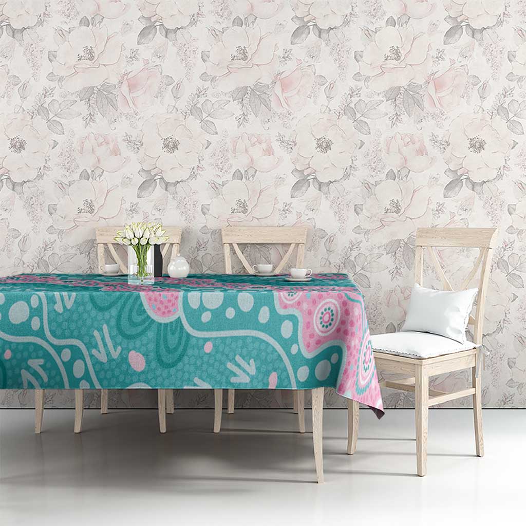 Hereditary Cancer Awareness Australia Indigenous Tablecloth Pink and Teal - Aussie Hoodie