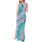 Hereditary Cancer Awareness Australia Indigenous Tank Maxi Dress Pink and Teal - Aussie Hoodie