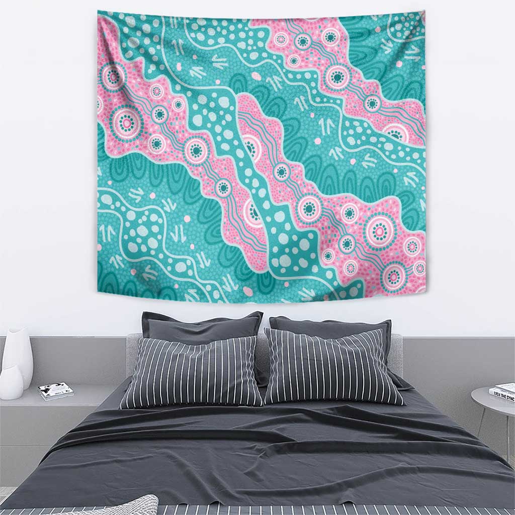 Hereditary Cancer Awareness Australia Indigenous Tapestry Pink and Teal - Aussie Hoodie