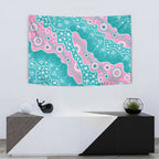Hereditary Cancer Awareness Australia Indigenous Tapestry Pink and Teal - Aussie Hoodie