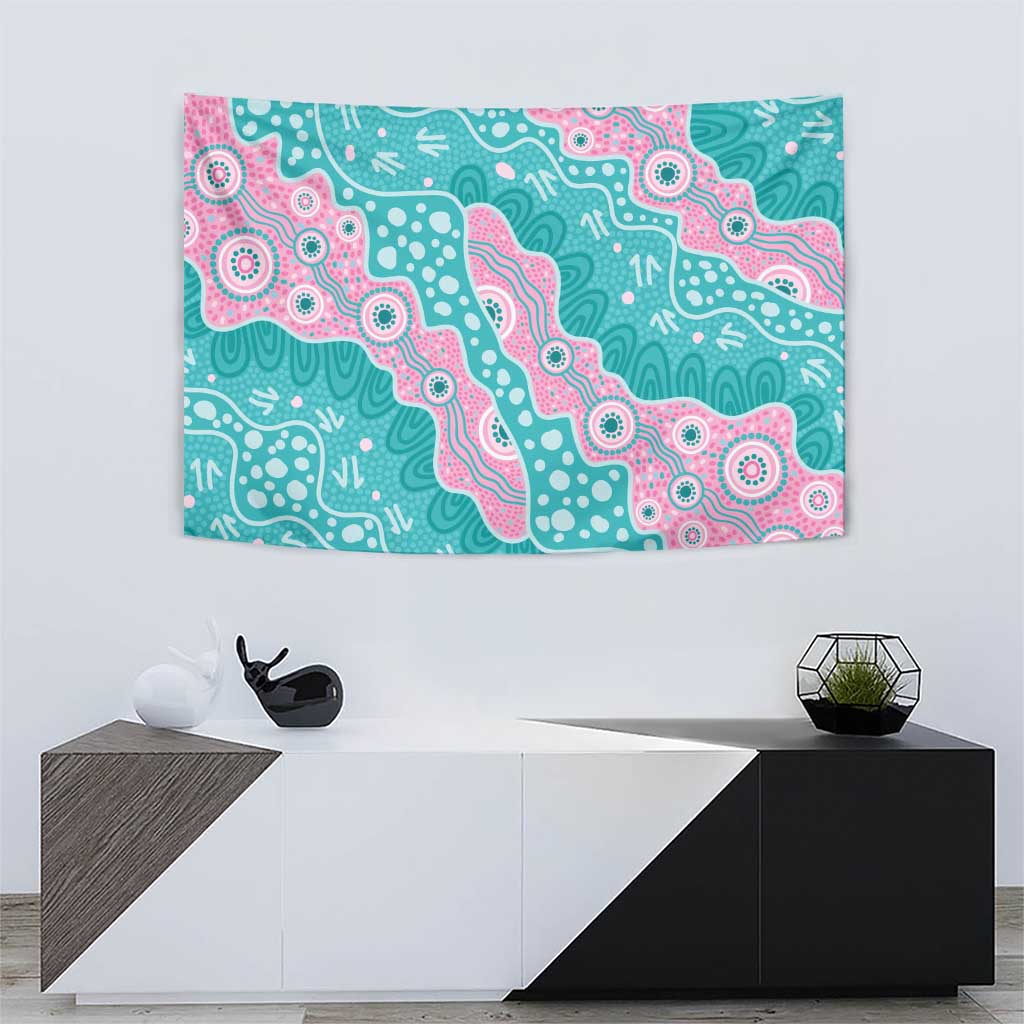 Hereditary Cancer Awareness Australia Indigenous Tapestry Pink and Teal - Aussie Hoodie