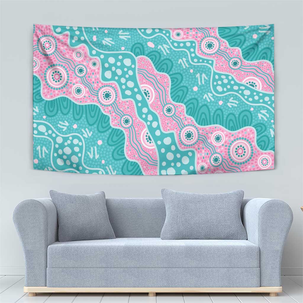 Hereditary Cancer Awareness Australia Indigenous Tapestry Pink and Teal - Aussie Hoodie