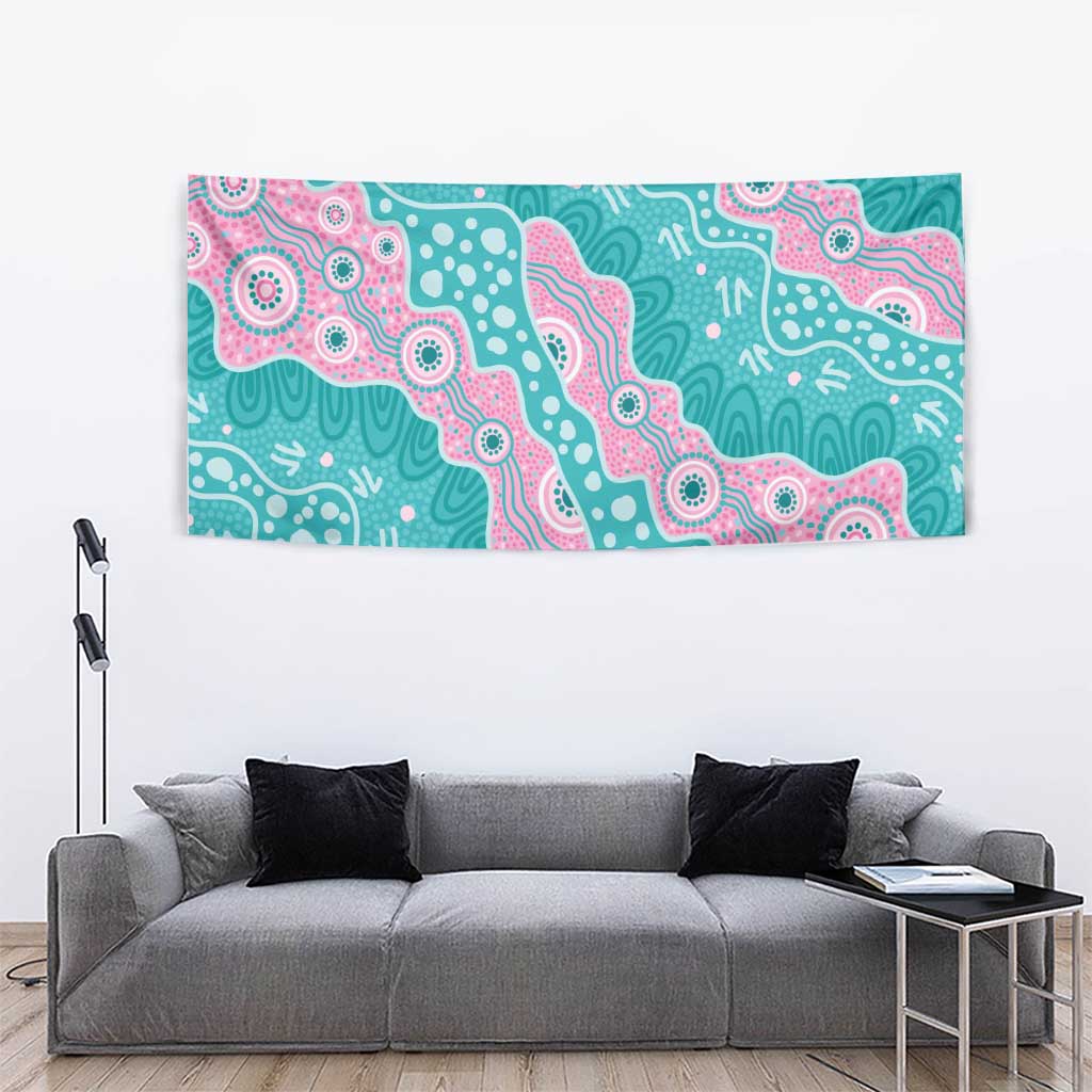 Hereditary Cancer Awareness Australia Indigenous Tapestry Pink and Teal - Aussie Hoodie