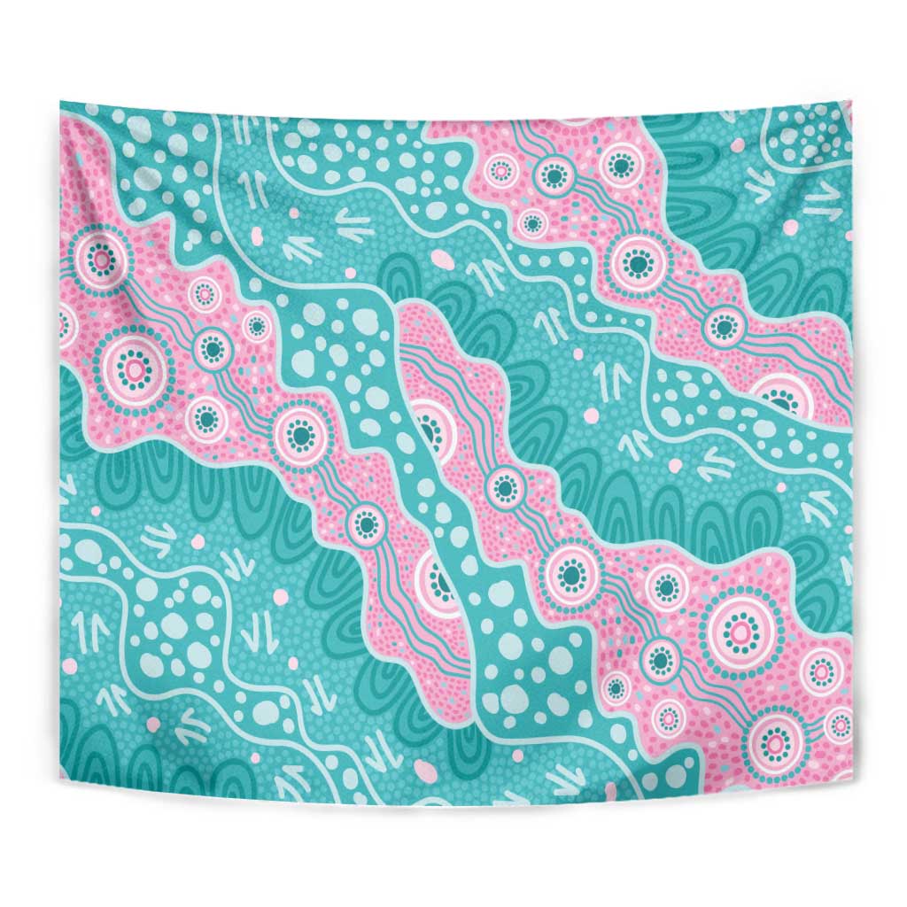 Hereditary Cancer Awareness Australia Indigenous Tapestry Pink and Teal - Aussie Hoodie