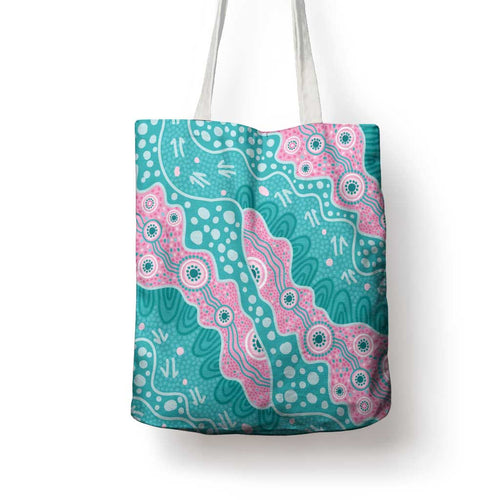 Hereditary Cancer Awareness Australia Indigenous Tote Bag Pink and Teal - Aussie Hoodie