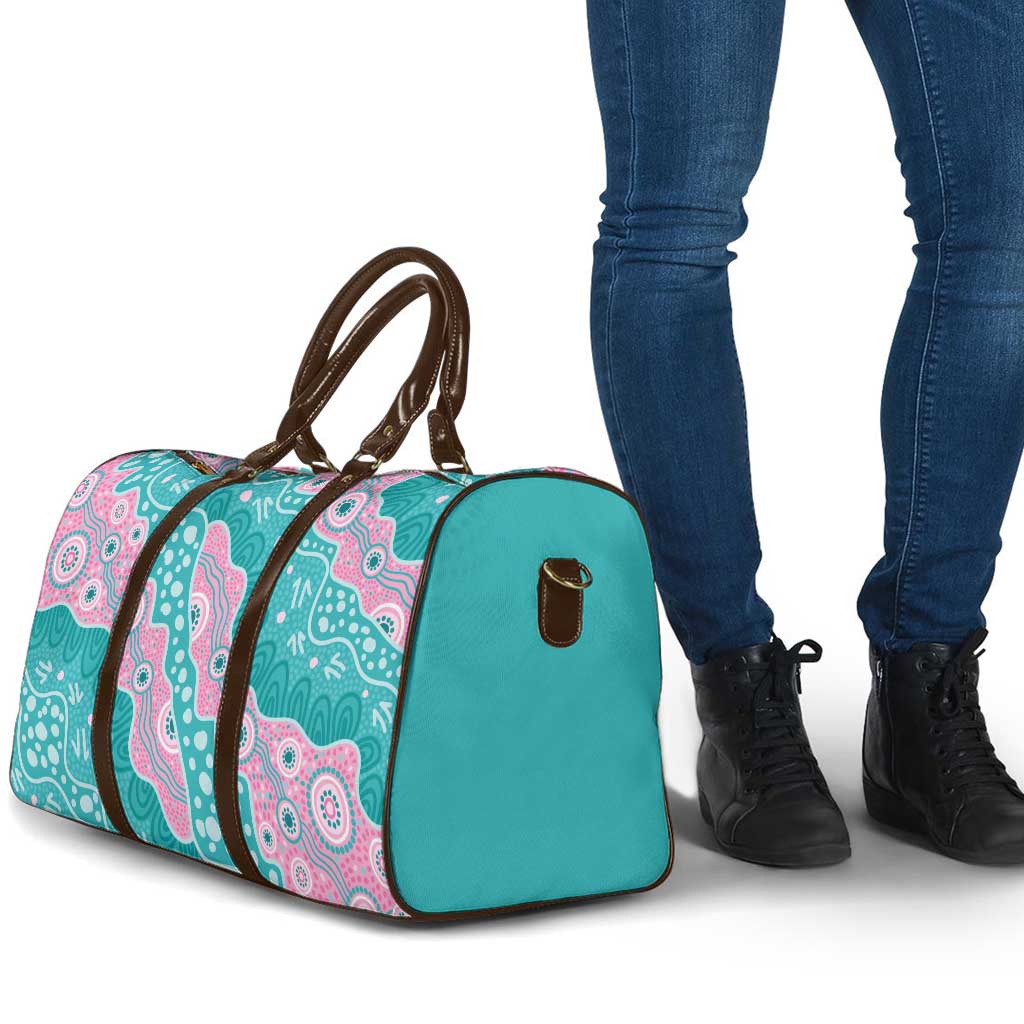Hereditary Cancer Awareness Australia Indigenous Travel Bag Pink and Teal - Aussie Hoodie