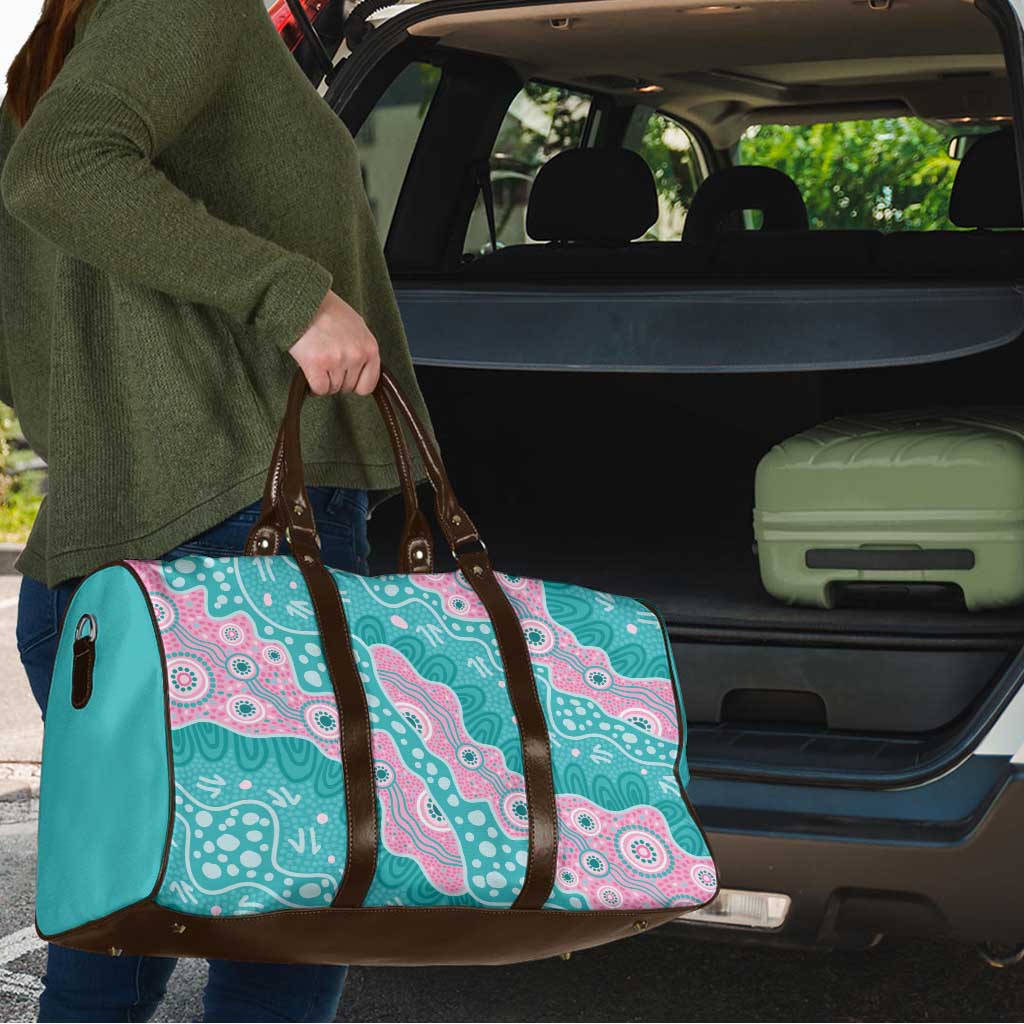Hereditary Cancer Awareness Australia Indigenous Travel Bag Pink and Teal - Aussie Hoodie