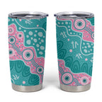 Hereditary Cancer Awareness Australia Indigenous Tumbler Cup Pink and Teal - Aussie Hoodie