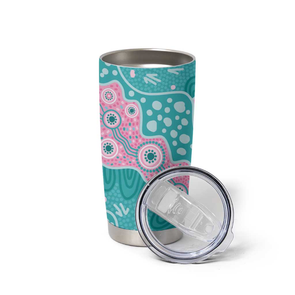 Hereditary Cancer Awareness Australia Indigenous Tumbler Cup Pink and Teal - Aussie Hoodie