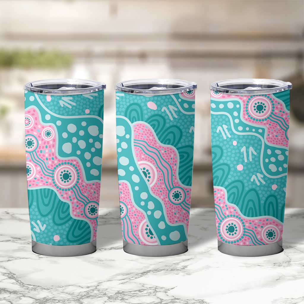 Hereditary Cancer Awareness Australia Indigenous Tumbler Cup Pink and Teal - Aussie Hoodie