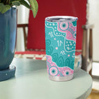 Hereditary Cancer Awareness Australia Indigenous Tumbler Cup Pink and Teal - Aussie Hoodie