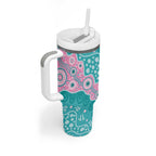 Hereditary Cancer Awareness Australia Indigenous Tumbler With Handle Pink and Teal - Aussie Hoodie