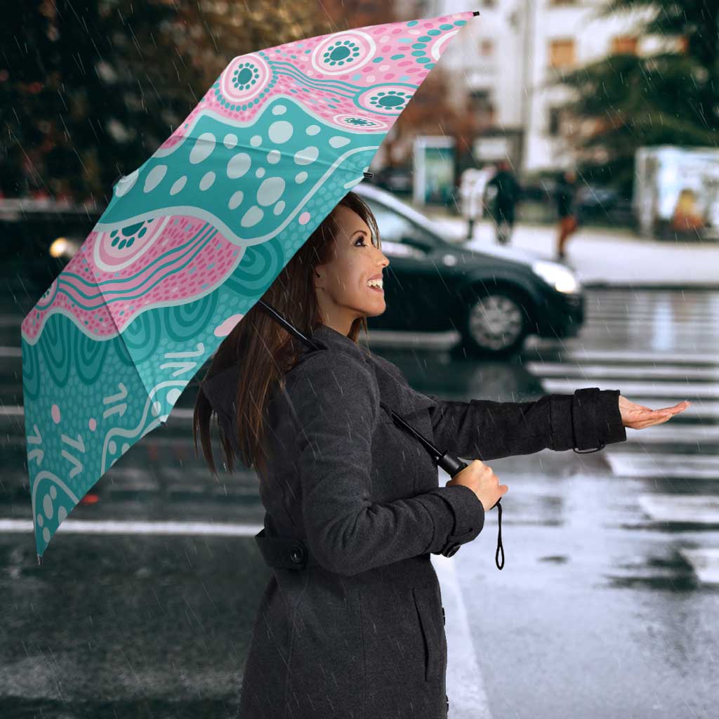 Hereditary Cancer Awareness Australia Indigenous Umbrella Pink and Teal - Aussie Hoodie