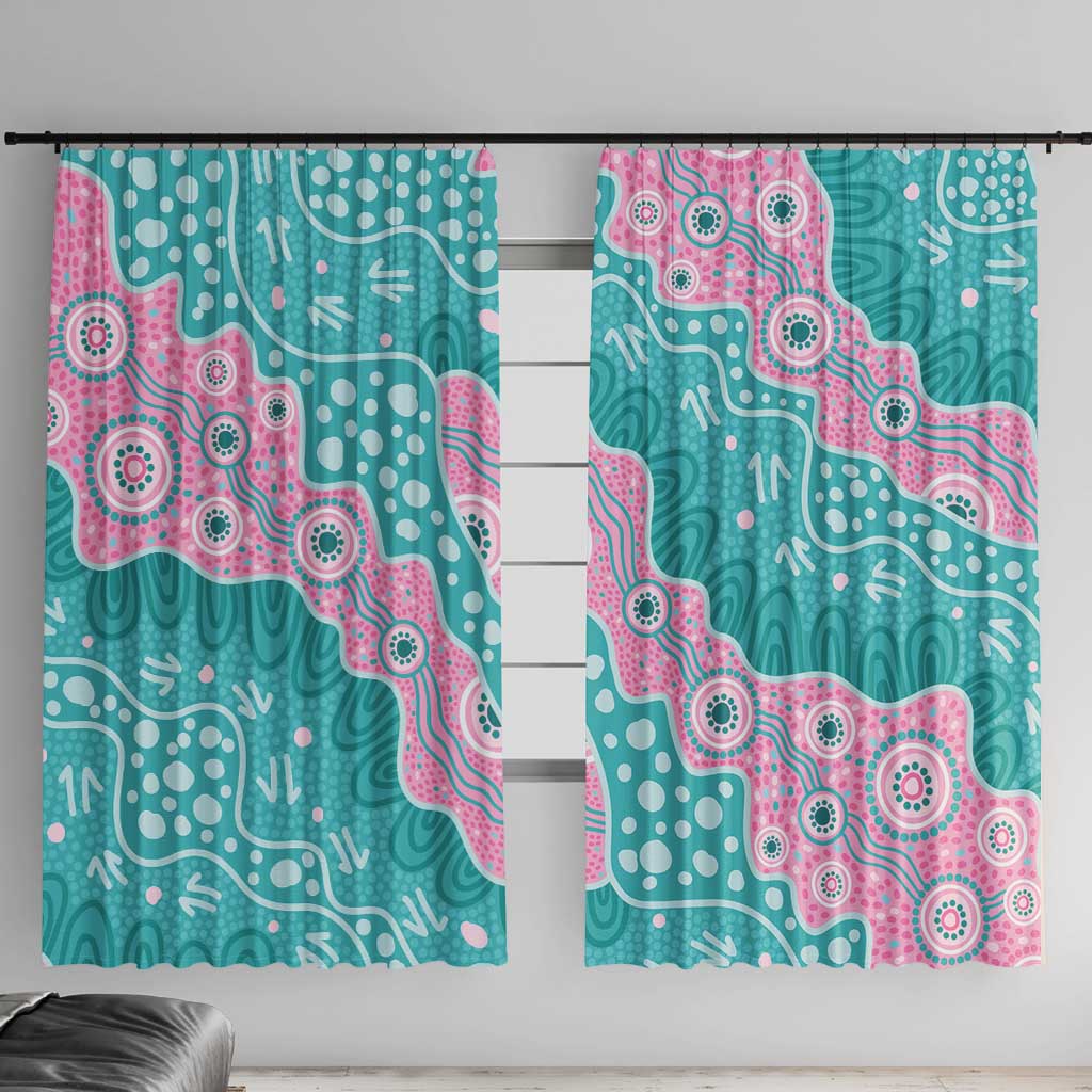 Hereditary Cancer Awareness Australia Indigenous Window Curtain Pink and Teal - Aussie Hoodie