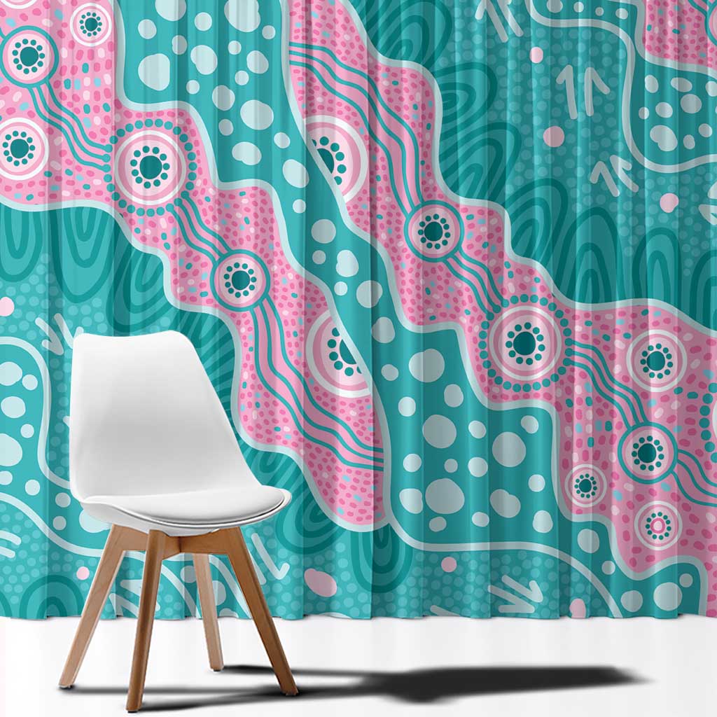 Hereditary Cancer Awareness Australia Indigenous Window Curtain Pink and Teal - Aussie Hoodie