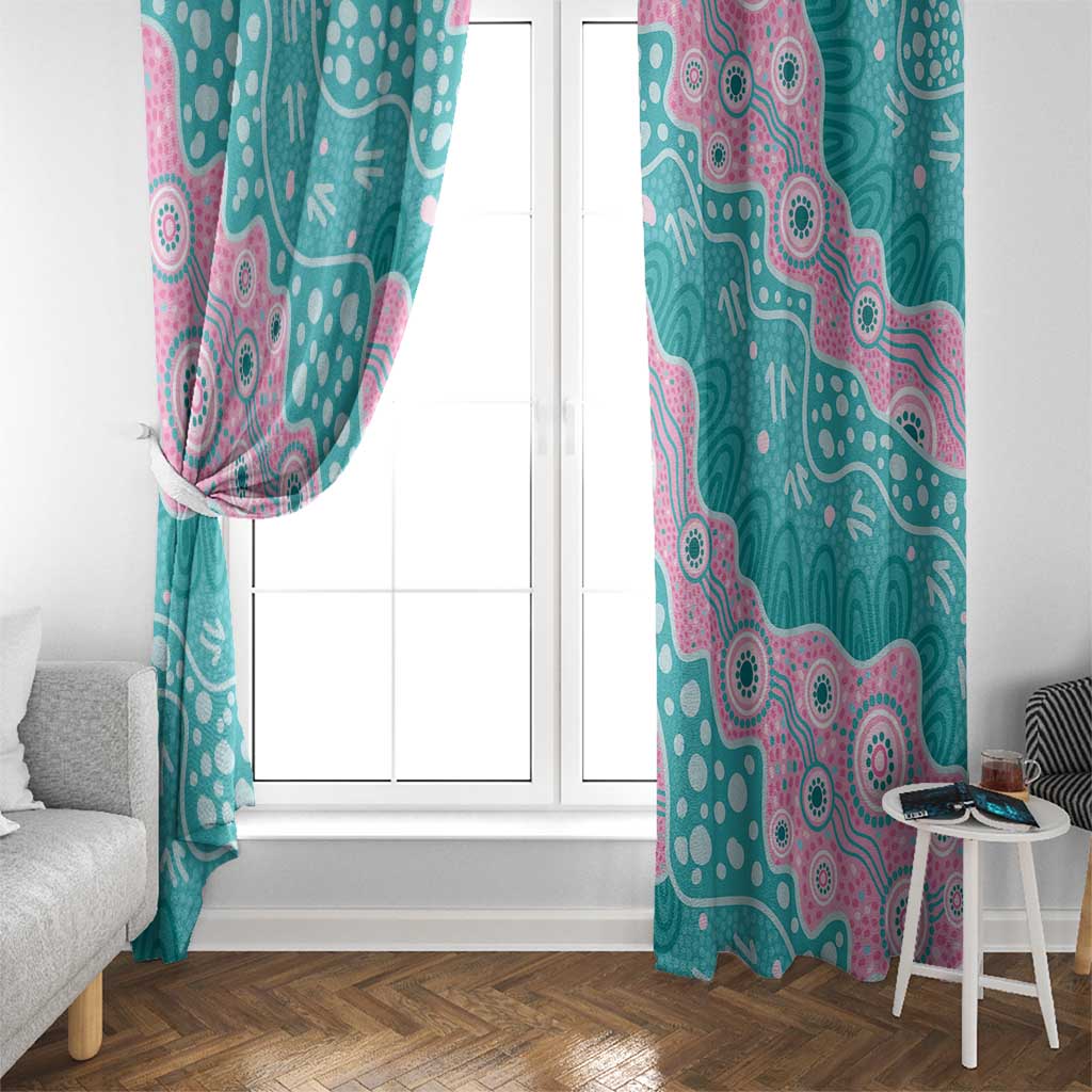 Hereditary Cancer Awareness Australia Indigenous Window Curtain Pink and Teal - Aussie Hoodie