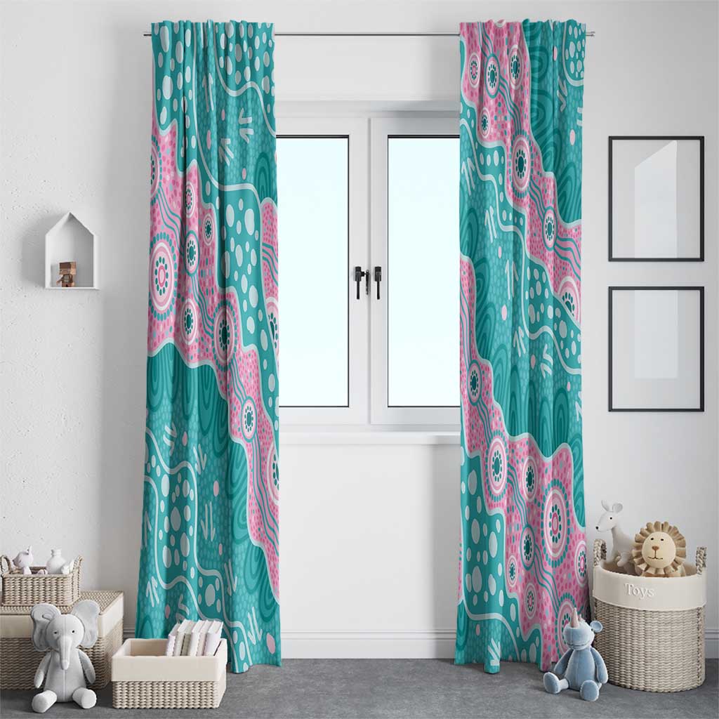 Hereditary Cancer Awareness Australia Indigenous Window Curtain Pink and Teal - Aussie Hoodie