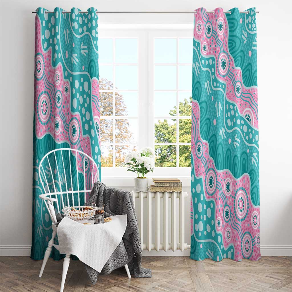 Hereditary Cancer Awareness Australia Indigenous Window Curtain Pink and Teal - Aussie Hoodie