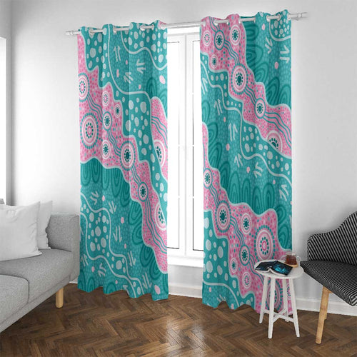 Hereditary Cancer Awareness Australia Indigenous Window Curtain Pink and Teal - Aussie Hoodie