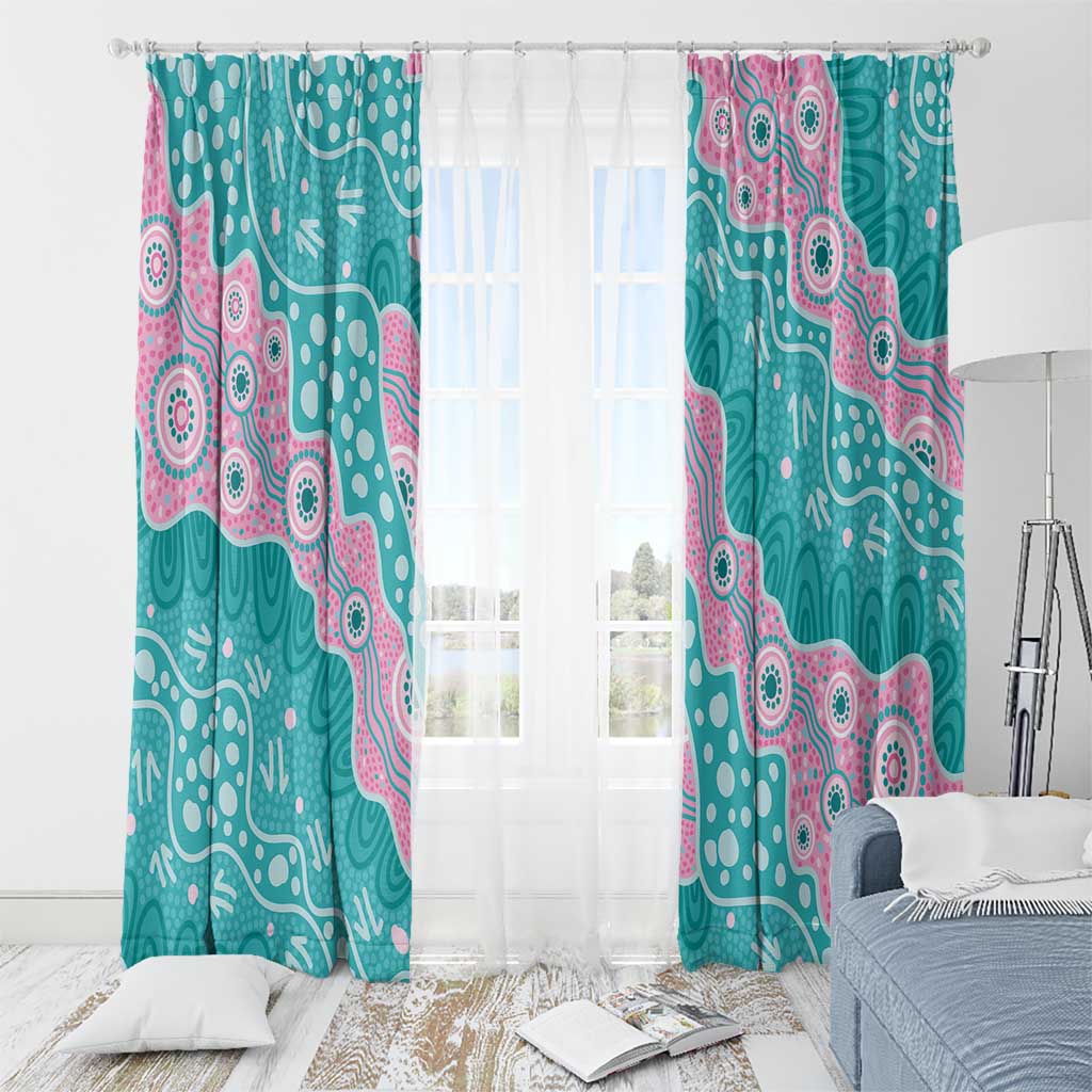 Hereditary Cancer Awareness Australia Indigenous Window Curtain Pink and Teal - Aussie Hoodie