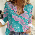 Hereditary Cancer Awareness Australia Indigenous Women Casual Shirt Pink and Teal - Aussie Hoodie