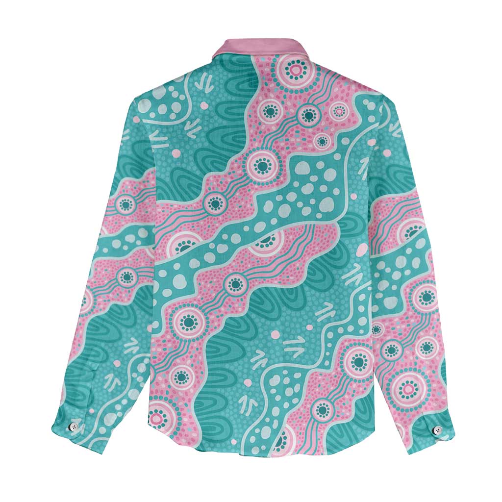 Hereditary Cancer Awareness Australia Indigenous Women Casual Shirt Pink and Teal - Aussie Hoodie