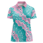 Hereditary Cancer Awareness Australia Indigenous Women Polo Shirt Pink and Teal - Aussie Hoodie