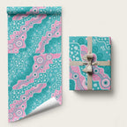 Hereditary Cancer Awareness Australia Indigenous Wrapping Paper Pink and Teal