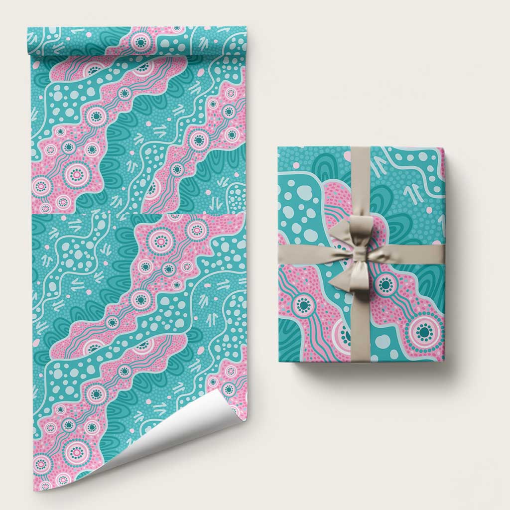 Hereditary Cancer Awareness Australia Indigenous Wrapping Paper Pink and Teal