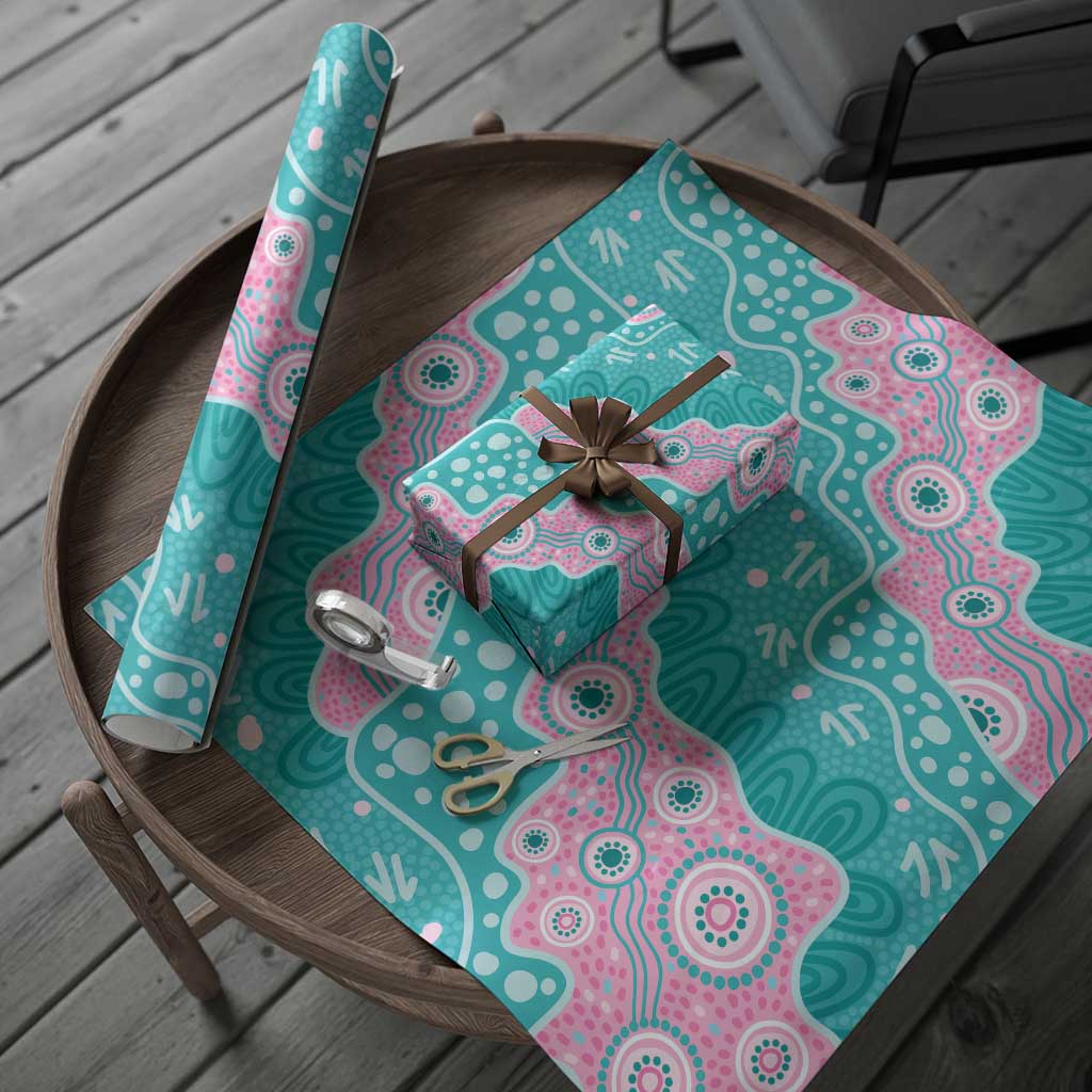 Hereditary Cancer Awareness Australia Indigenous Wrapping Paper Pink and Teal