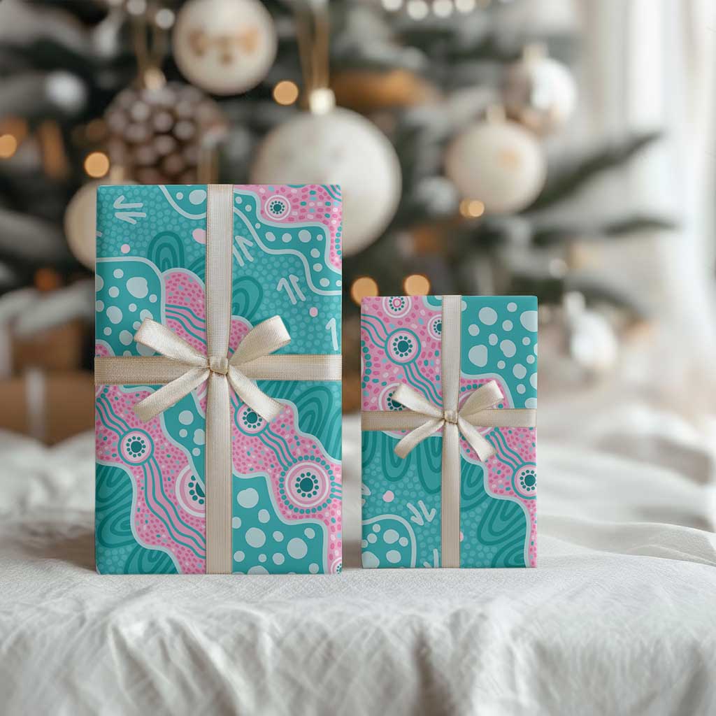 Hereditary Cancer Awareness Australia Indigenous Wrapping Paper Pink and Teal