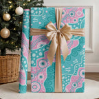Hereditary Cancer Awareness Australia Indigenous Wrapping Paper Pink and Teal