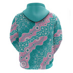 Hereditary Cancer Awareness Australia Indigenous Zip Hoodie Pink and Teal - Aussie Hoodie