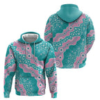 Hereditary Cancer Awareness Australia Indigenous Zip Hoodie Pink and Teal - Aussie Hoodie