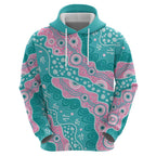 Hereditary Cancer Awareness Australia Indigenous Zip Hoodie Pink and Teal - Aussie Hoodie