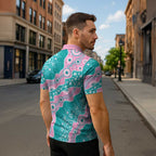 Hereditary Cancer Awareness Australia Indigenous Zipper Polo Shirt Pink and Teal - Aussie Hoodie