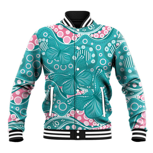 Australia Hereditary Cancer Awareness Baseball Jacket Aboriginal Butterflies - Aussie Hoodie