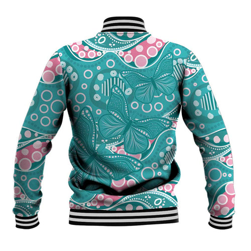 Australia Hereditary Cancer Awareness Baseball Jacket Aboriginal Butterflies - Aussie Hoodie