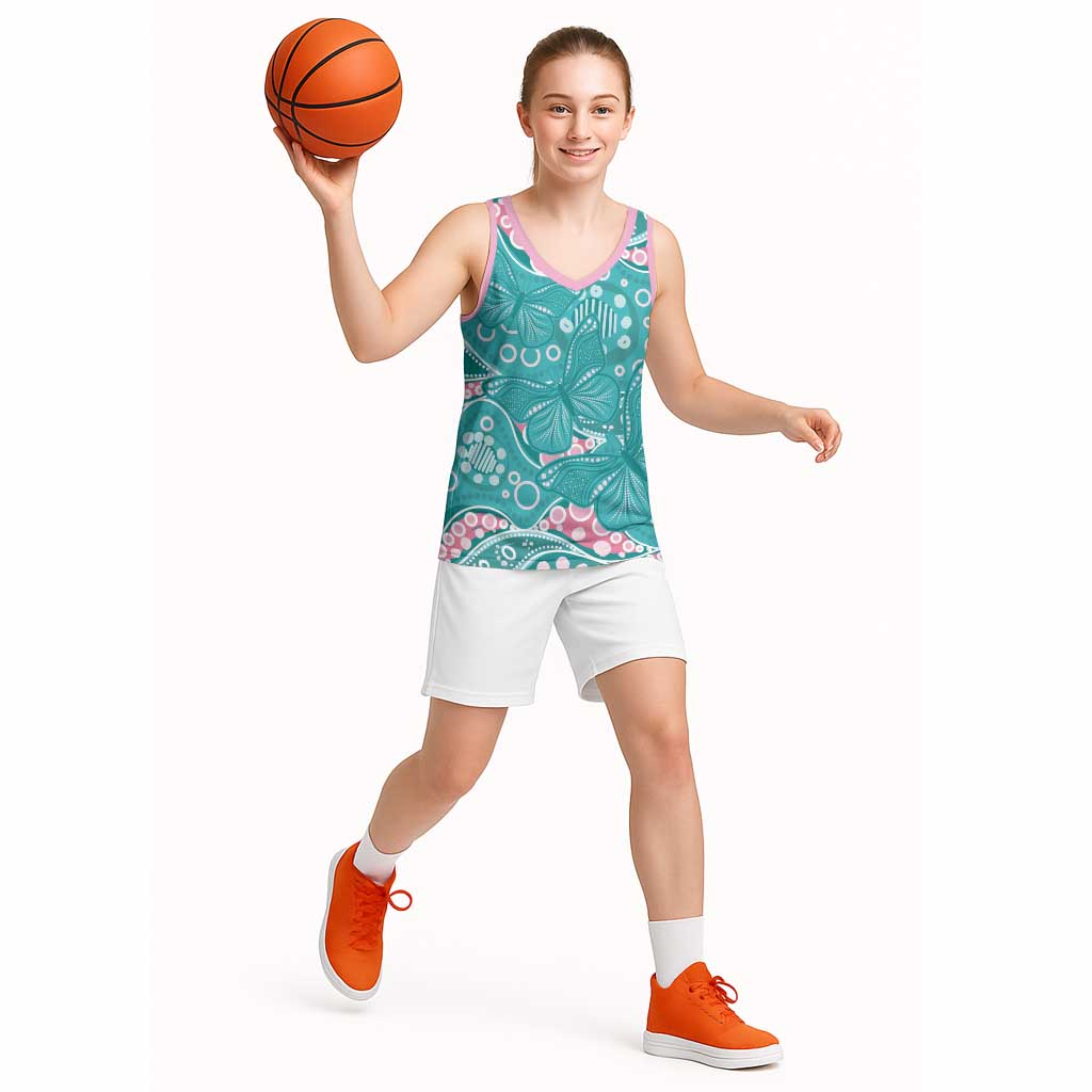 Australia Hereditary Cancer Awareness Basketball Jersey Aboriginal Butterflies - Aussie Hoodie