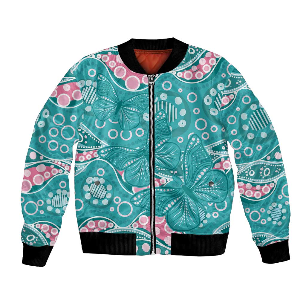 Australia Hereditary Cancer Awareness Bomber Jacket Aboriginal Butterflies - Aussie Hoodie