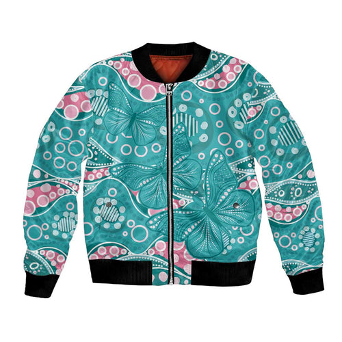 Australia Hereditary Cancer Awareness Bomber Jacket Aboriginal Butterflies - Aussie Hoodie