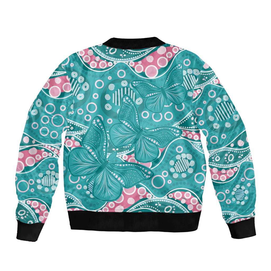 Australia Hereditary Cancer Awareness Bomber Jacket Aboriginal Butterflies - Aussie Hoodie