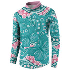 Australia Hereditary Cancer Awareness Button Sweatshirt Aboriginal Butterflies - Aussie Hoodie