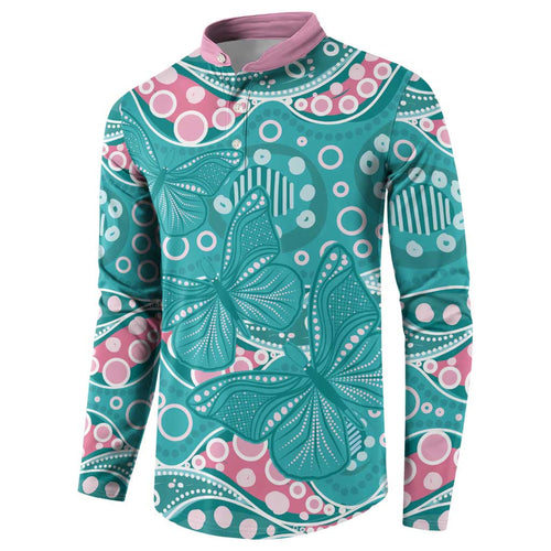 Australia Hereditary Cancer Awareness Button Sweatshirt Aboriginal Butterflies - Aussie Hoodie