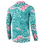 Australia Hereditary Cancer Awareness Button Sweatshirt Aboriginal Butterflies - Aussie Hoodie